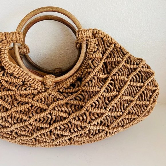 Sold.  Free People Brown Point Break Macrame Multi-Way Bag - Picture 2 of 12
